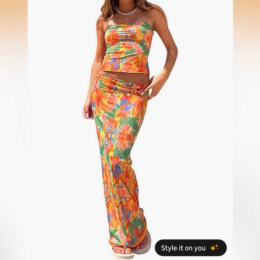 Two piece matching floral set